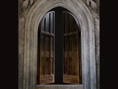 Five Medieval Doors with Arches 3D Model Pack