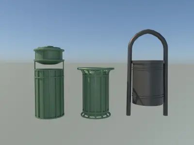Street trash can Low-poly 3D model shop