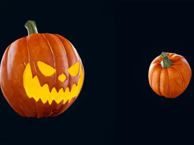 Halloween Pumpkin Head 02 - Game Ready - Textured PBR Low-poly 3D model