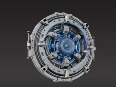 futuristic sci-fi circular vault door 3D print model