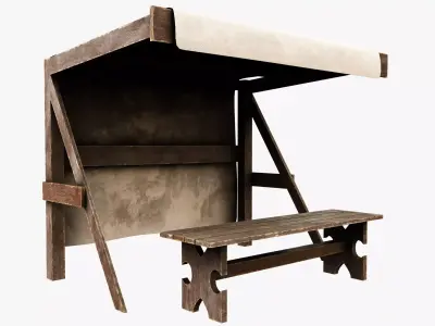 Market Stall Cotton Low-poly 3D model