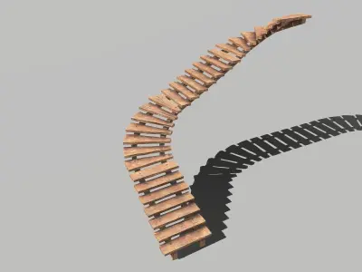 Wooden Stairs Low-poly 3D model