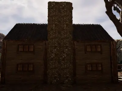 Rustic Medieval Cliffside House Free 3D model