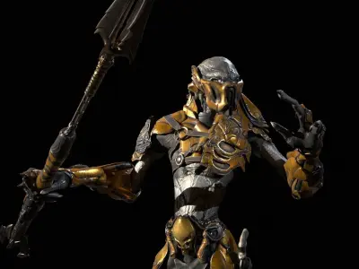 AlienHunter humanoid creature Low-poly 3D model