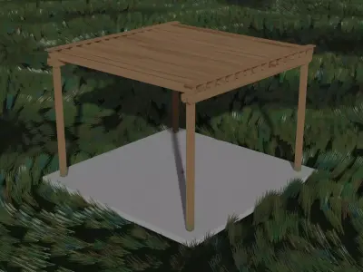 Oak Pergola Low-poly 3D model