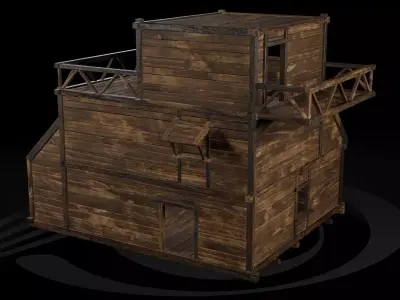 AAA Wooden Enterable Medieval Primal Thatched Cottage Hut 11 R Low-poly 3D model