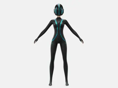 Tron Woman Racer Low-poly 3D model