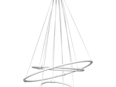 Lama LED pendant chandelier in white and gold color 3D model