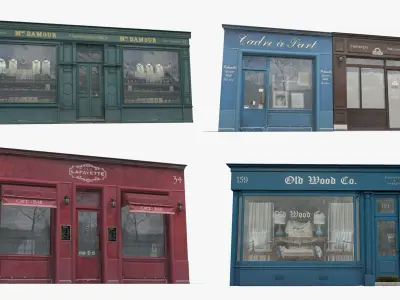 Storefronts Collection Low-poly 3D model