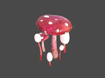 Fantasy Mushroom H03 Red - Scene Backdrop Design Low-poly 3D model