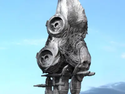 Alien meteor Scull walls 3D model