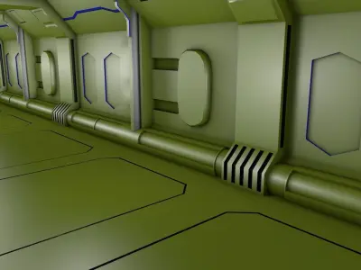 scifi corridor 3D model
