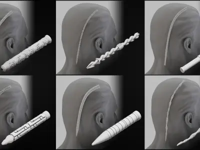 20 Brush Sci-fi Hair 3D model