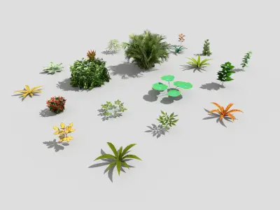 low poly foliage pack Low-poly 3D model