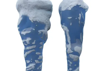 Icicle ice set cartoon 3D model