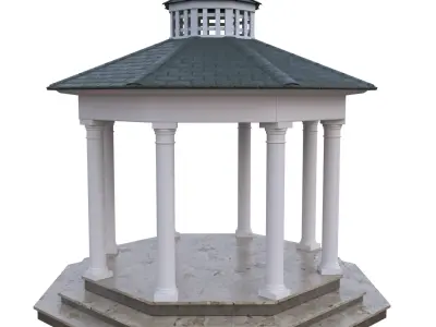 Octagonal Gazebo Pavilion 4K PBR Low Poly 3D Model Low-poly 3D model