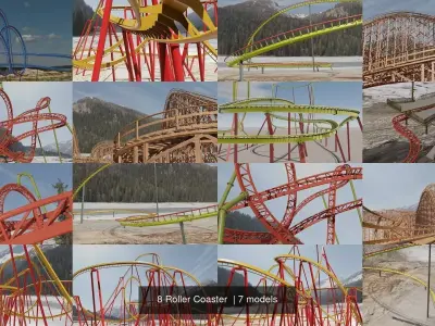 8 Roller Coaster  3D Model Pack