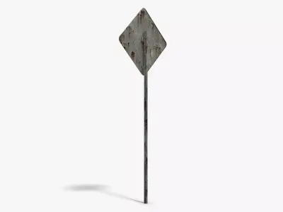 Damaged Crossing Sign Low-poly 3D model purchase