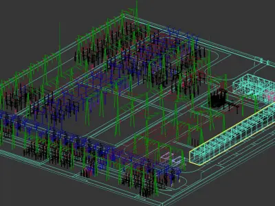 SCI FI Model 220kV Substation- Super Detailed Low-poly 3D model