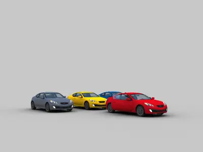 Hyundai Genesis Coupe Low-poly 3D model