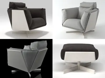 Heit armchair and footstool 3D model