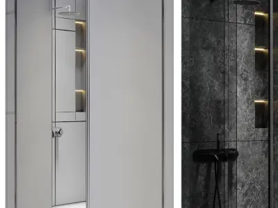 Corner Shower Cabins 01 Low-poly 3D model