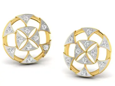 Rose Gold Diamond Women Earring 3D print Model 3D print model 11