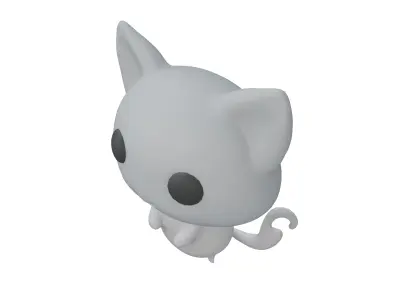 Double Tail Cat Ghost Character v1 005 Low-poly 3D model