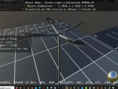 Street Light 1 Galvanized 5000mm 4F Low-poly 3D model