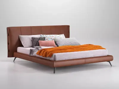 Cuff modern bed frame with upholstered headboard and footboard 3D model