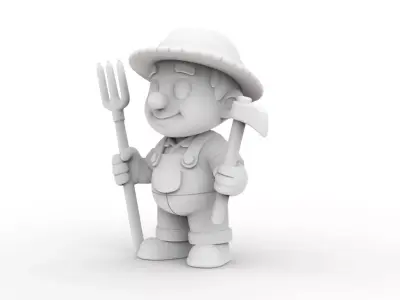 Cartoon Farmer 3D Printable 3D print model