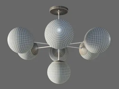 SUSPENDED LAMP COPPER LIGHT CHANDELIER 7 3D model