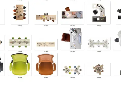 FLOOR PLAN 2d furniture top view 3D render realistic  3D model