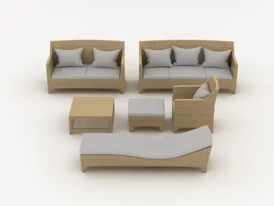 Dedon Barcelona Furniture Set 3D model