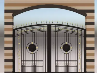 Classic Iron Gate 3D model for manor villa Free low-poly 3D model