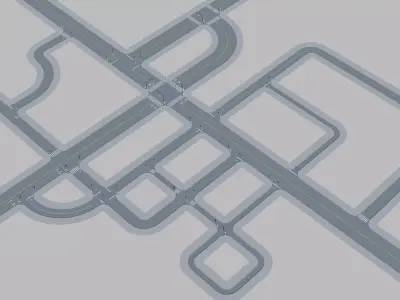 Modular Low-poly Style City Street Assets Kit Low-poly 3D model