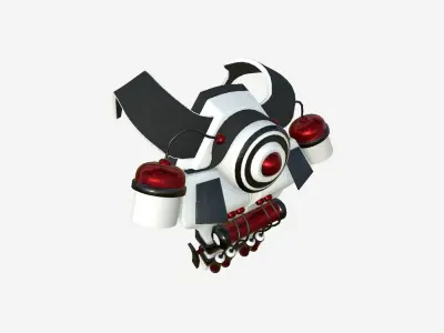SciFi Backpack B09 White Red - Fashion Character Design Low-poly 3D model