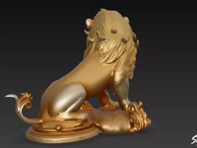 Lion Statue V28 Low-poly 3D model