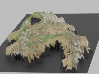 Kyrgyzstan Map Country Low-poly 3D model