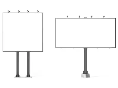 Advertising Street Billboard 2 Type - rectangular square banner 3D model