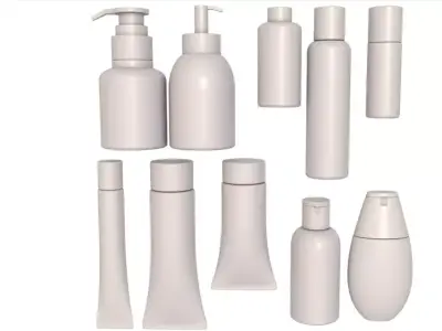 Cosmetic containers collection 3 3D model