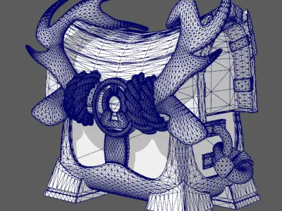 Personalized Deer Horn Treasure Chest Low-poly 3D model