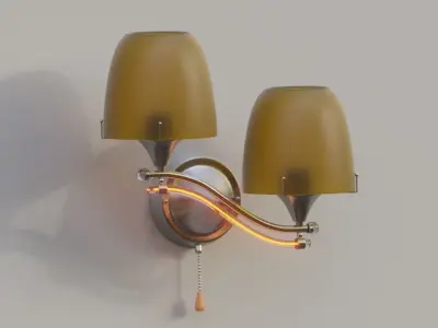 Yellow metallic wall lamp 3D model