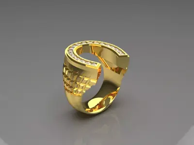 man horseshoes gold ring mr0026 3D print model