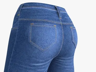  Blue Jeans for young woman Low-poly 3D model