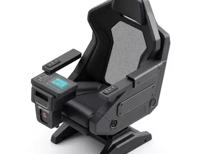Futuristic SciFi Pilot Gaming Chair Low-poly 3D model