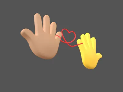 Hand with Red Line Icon v1 022 Low-poly 3D model