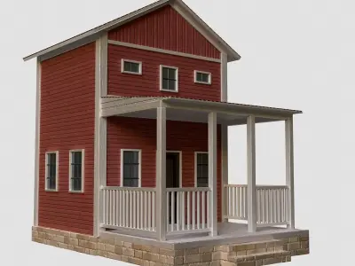 A low-poly 3D model of a home house Low-poly 3D model
