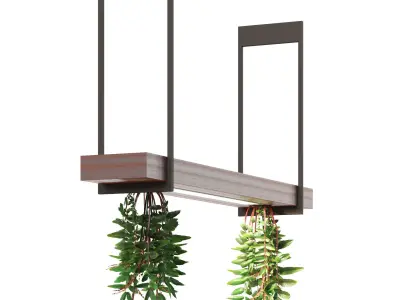 Pendant light with hanging plant FalseSpirea  Low-poly 3D model