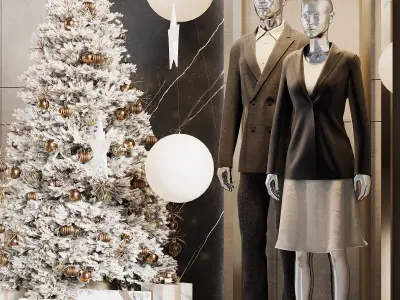 New Year showcase of the clothing shop 03 3D model